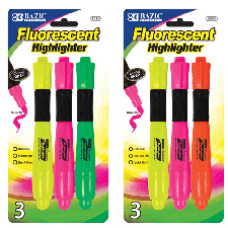 Desk Style Fluorescent Hi-lighters w/ Cushion Grip (3/pack)
