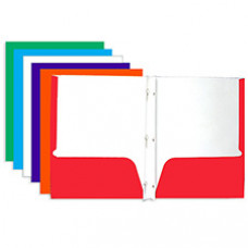 Laminated Bright Glossy Color 2-Pockets Portfolios w/ 3-Prong Fastener