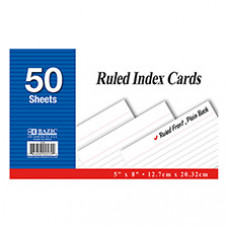50 Ct. 5" X 8" Ruled White Index Card
