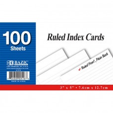 Ruled White Index Card, 100 Ct. 3" X 5" 