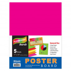 Multi Color Fluorescent Poster Board, 11" X 14", 5 Sheets