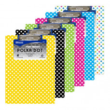 Standard Size Polka Dot Paperboard Clipboard W/ Low Profile Clip