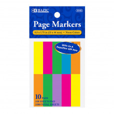 Neon Page Marker (10/Pack), 100 Ct. 0.5" X 1.75"