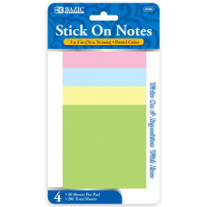 Stick On Note (4/Pack), 50 Ct. 3" X 3"