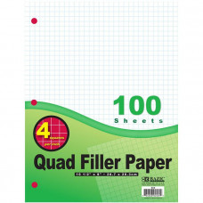 Quad-Ruled Filler Paper, 100 Ct. 4-1"
