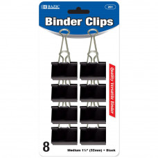 Medium 1 1/4" (32mm) Black Binder Clip (8/Pack)